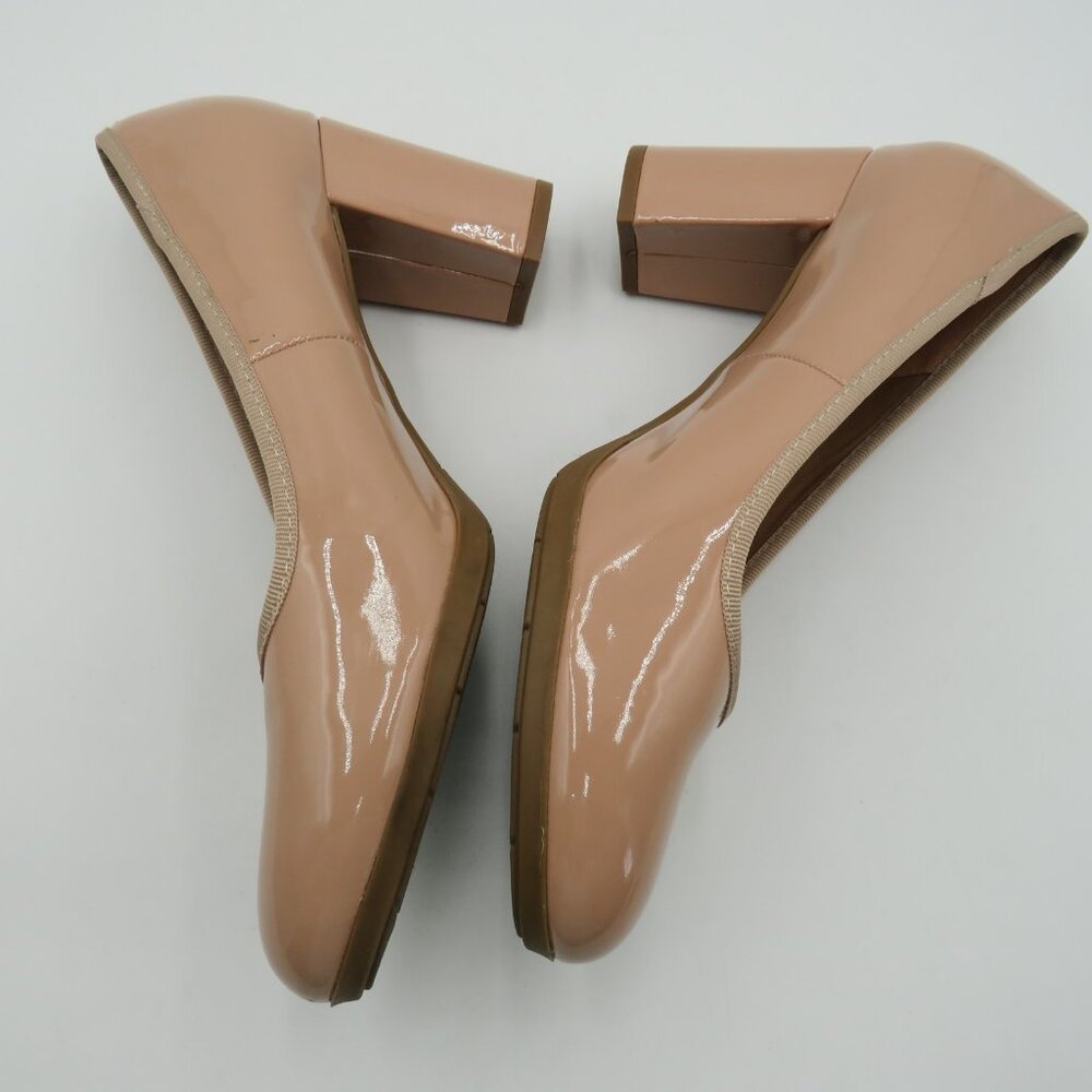 Anne Klein Nude Patent Block Heel Pumps - Picture 8 of 12